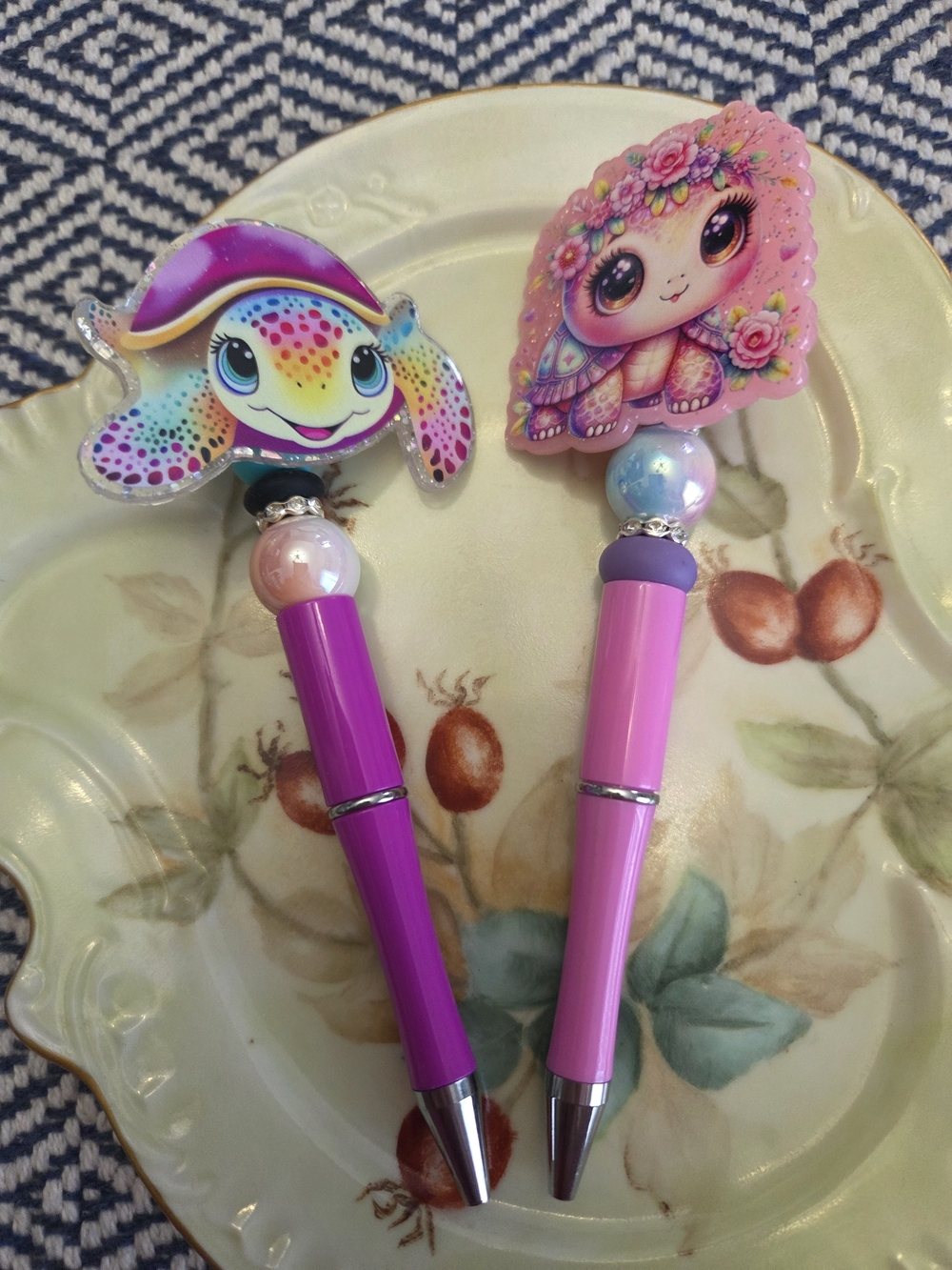 Cute Sea Turtle Ballpoint Pen Set With Large Focal